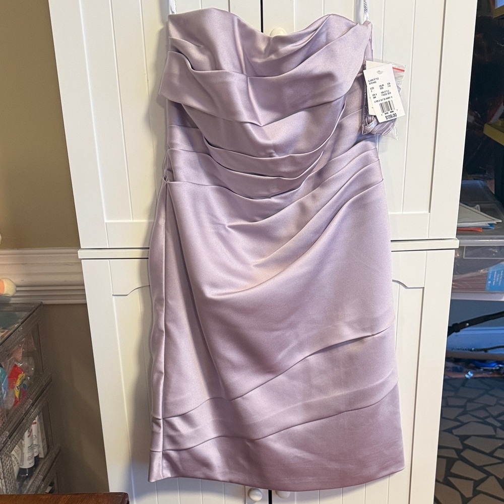 David's Bridal Strapless Lavender Dress